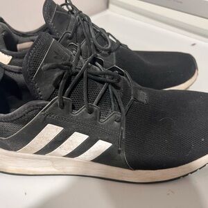 Adidas Men's Black Sneakers with White Stripes
